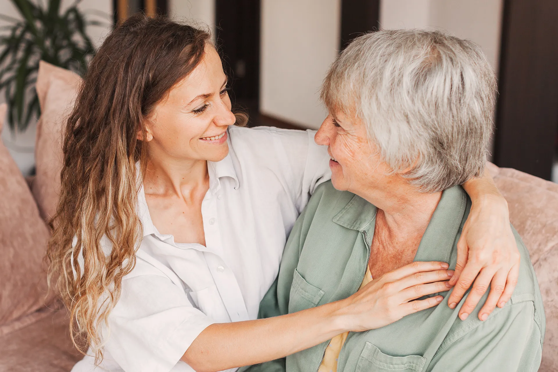 Two Women Smiling Together